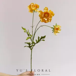 Simulated flowers, chrysanthemums, European silk flowers, light wild flowers, retro colors, light luxury, high-end single flower arrangements, decorative photography - orange