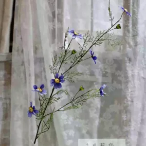 Simulated flowers, Gesang flowers, wild flowers, small chrysanthemums, long branches, wild fun soft decorations, retro American style props, wedding arrangements - Blue total height 127cm